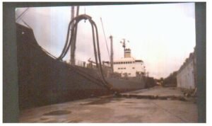 Cement being pumped to flat storage from self unloader