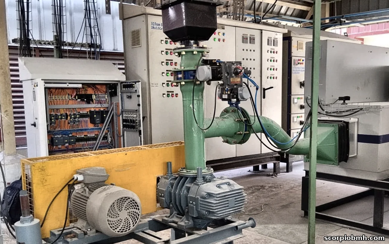 Roots blower package and control panels for a Scorpio flour conveying system